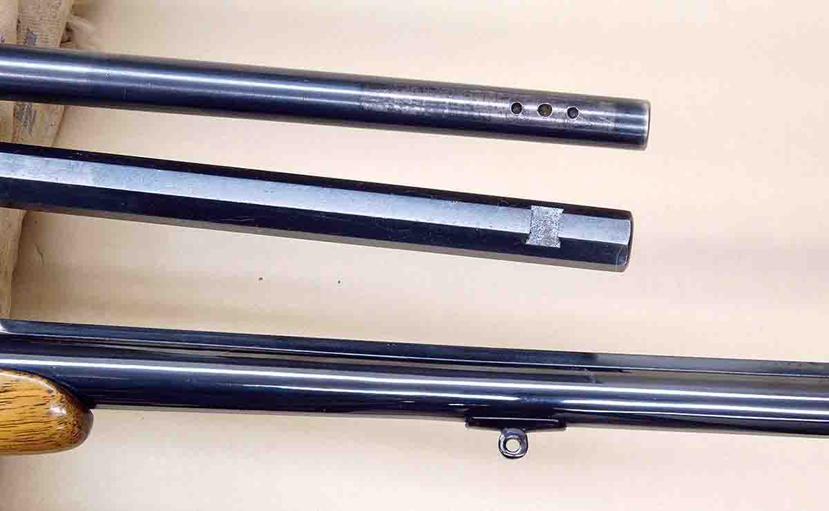 Additional machining, such as (top to bottom): drilling and tapping, dovetails for iron sights and reinstalling a sling base, will add to the rebarreling cost.